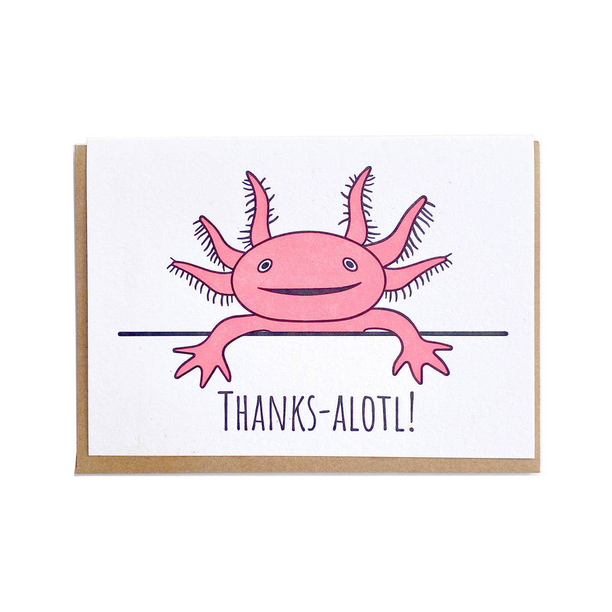 Axolotl Thanks Letterpress Thank You Greeting Card