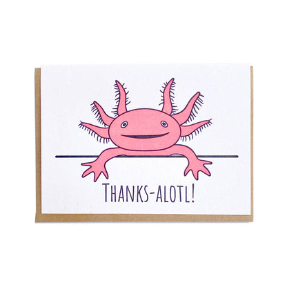 Axolotl Thanks Letterpress Thank You Greeting Card