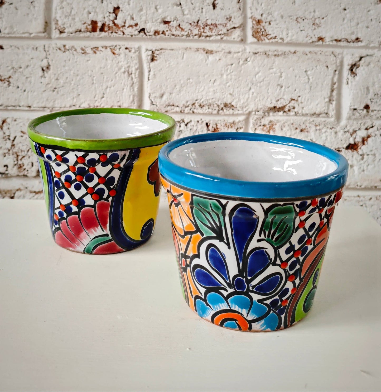 Mexican Talavera Classic Tapered Clay Flower Pot