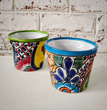 Mexican Talavera Classic Tapered Clay Flower Pot