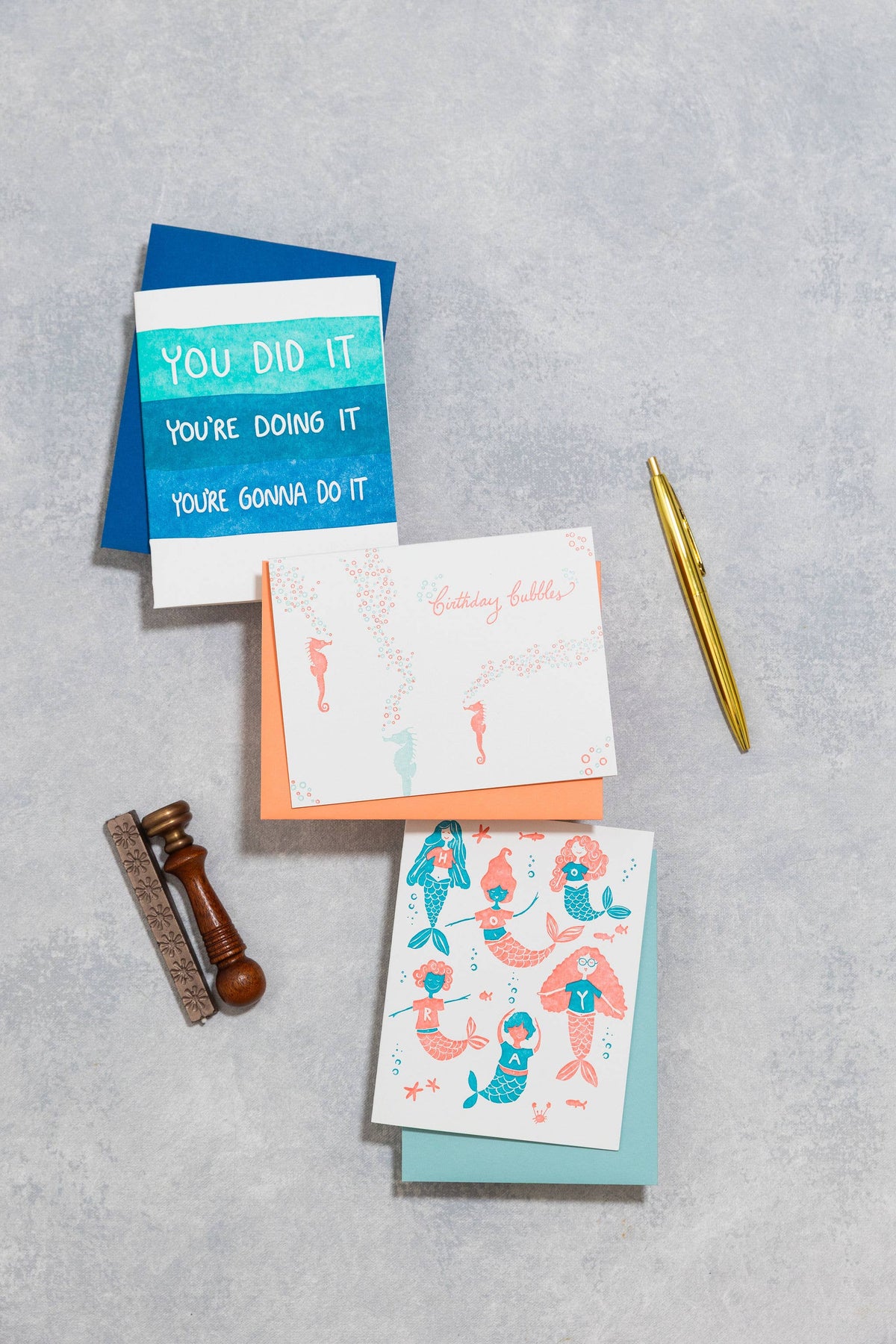 Hooray for Mermaids Letterpress Birthday Card