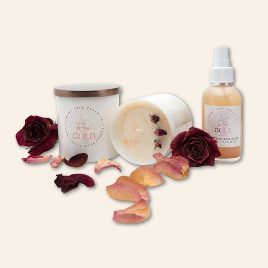 Element Tree Essentials Rose Gold Amber Glass Lotion Candle