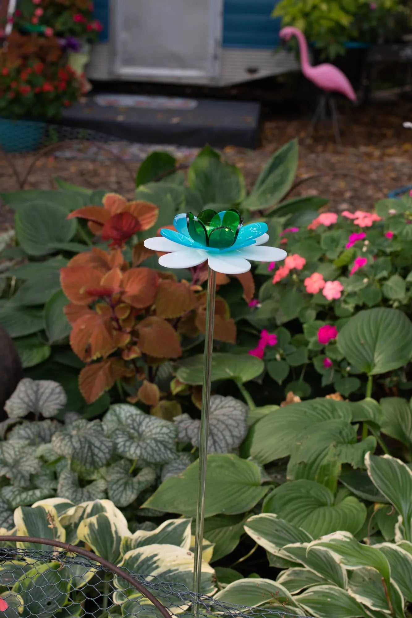  Aqua green flower sculpture | Peacock lotus spring home