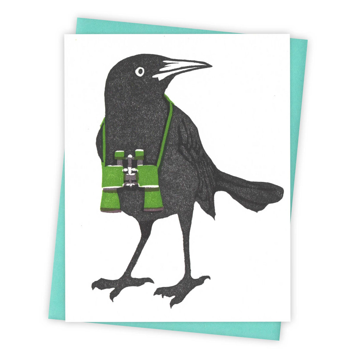 Birdwatching Grackle Letterpress Greeting Card