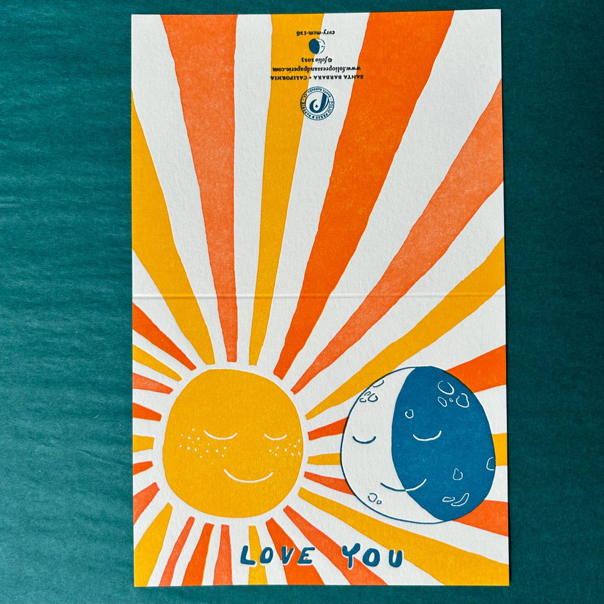 Sun and Moon Love Letterpress Greeting Card