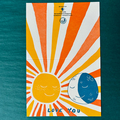 Sun and Moon Love Letterpress Greeting Card