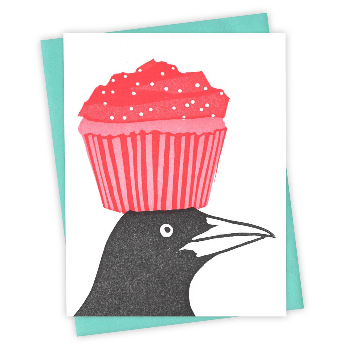 Cupcake Grackle Letterpress Birthday Greeting Card
