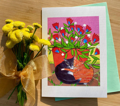 Cats and Blooms Card Set (Blank Inside)