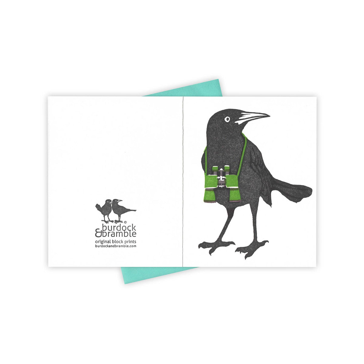 Birdwatching Grackle Letterpress Greeting Card