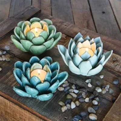 Succulent Tealight Holder - Pale Blue