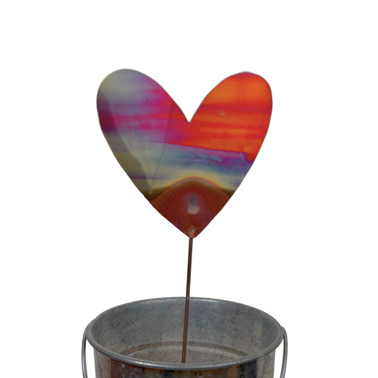 Natural Copper Heart Garden Stake