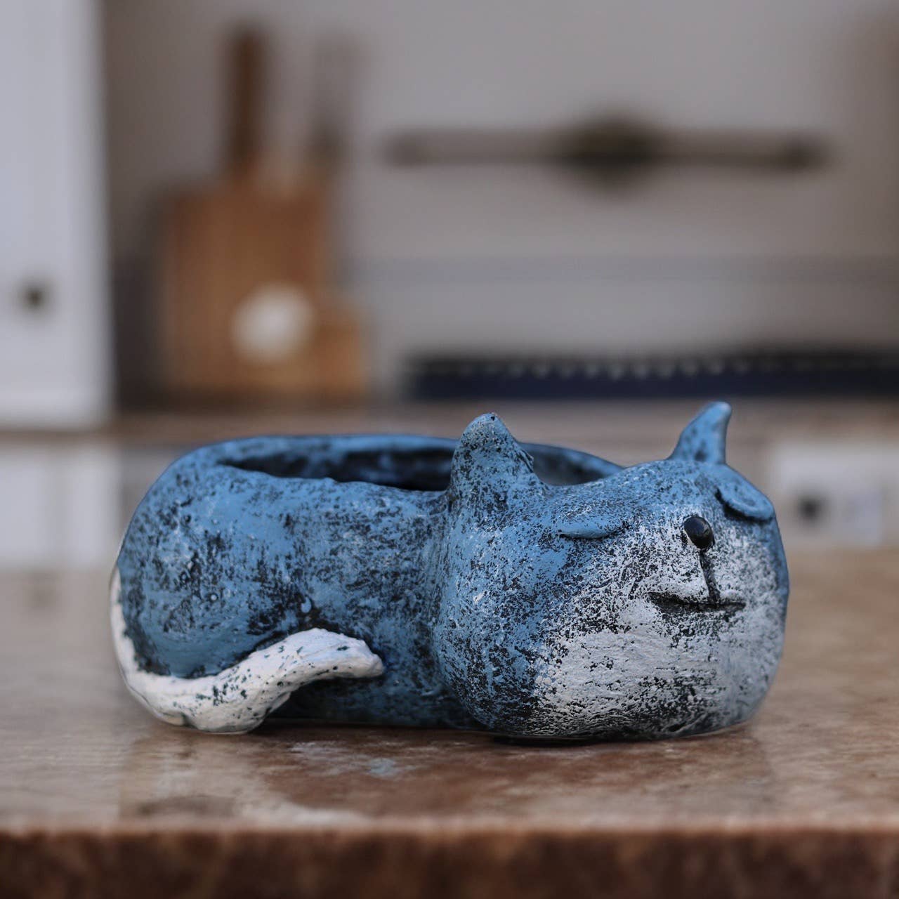 Blue Sleeping Cat Blobhouse® Planter