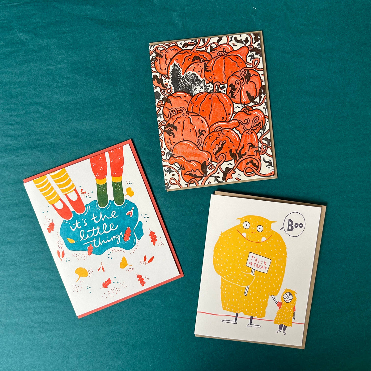 Scaredy Cat Letterpress Halloween Greeting Card