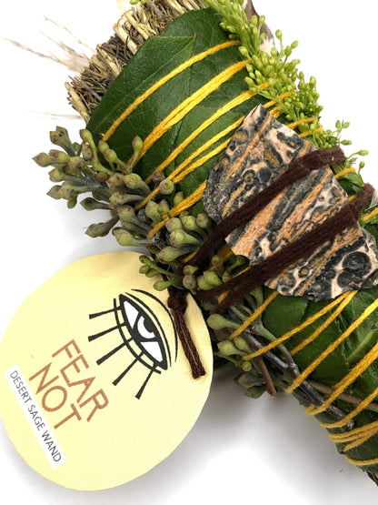 'Fear Not' Desert Sage Smudge + Leopardskin Jasper 4"