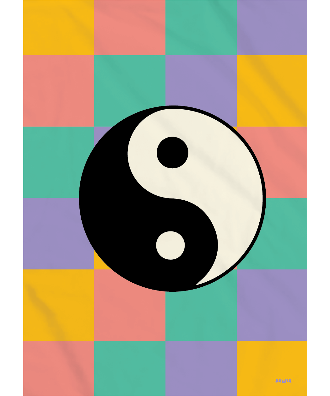 Checkered Yin Yang Garden Flag