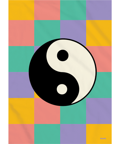 Checkered Yin Yang Garden Flag