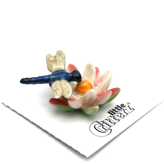 Porcelain Bluet the Dragonfly on Water Lily Figurine
