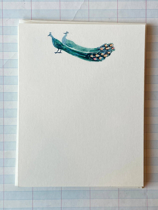 Watercolor Peacock Printed Note Card Set
