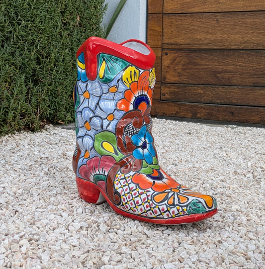 Mexican Talavera Boot Planter