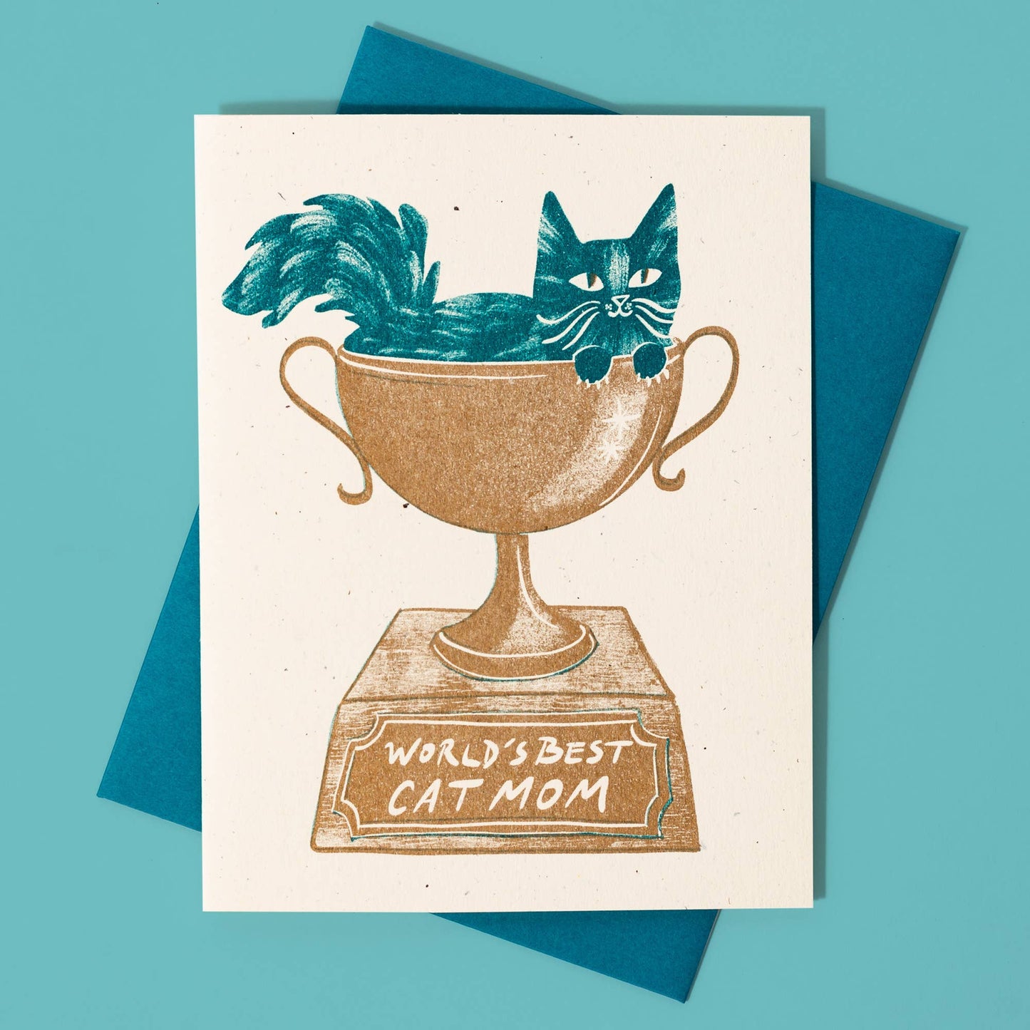 World's Best Cat Mom Trophy Greeting Card