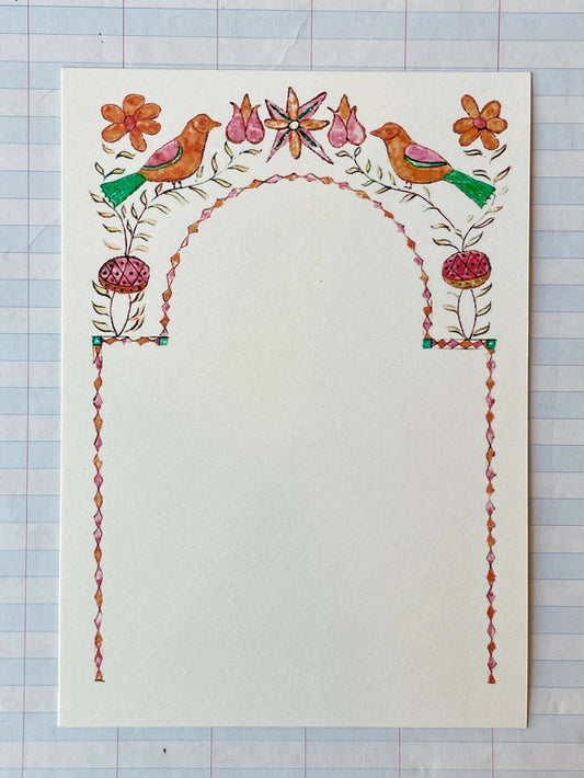 Folk Art Bird Frame Note Card Set
