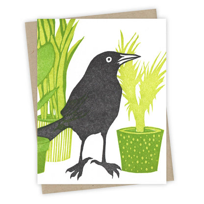 Houseplant Grackle Letterpress Greeting Card