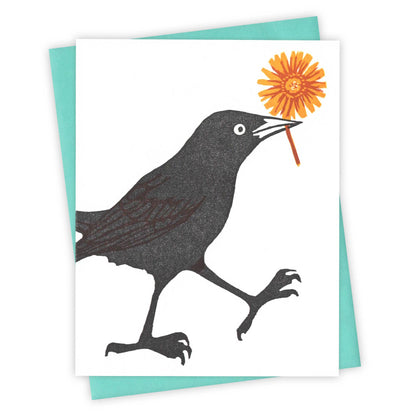Sunny Side Grackle Letterpress Greeting Card