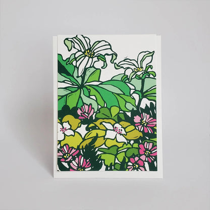 Botanical Spring Trillium Blank Greeting Card