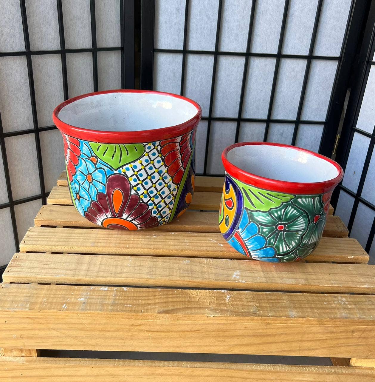 Mexican Talavera Tapered Planter