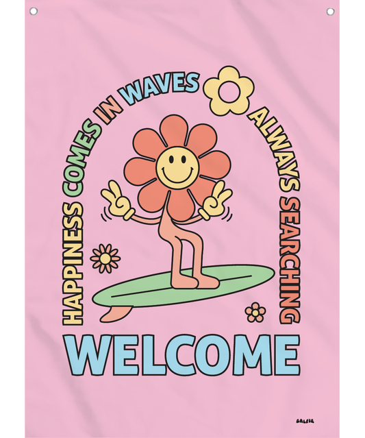 Happiness Comes In Waves Flag