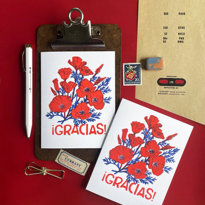 Gracias Poppies Greeting Card