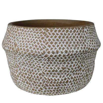 Medina Basket Cachepot, Cement - Lrg