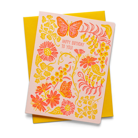 Floral Birthday Letterpress Greeting Card