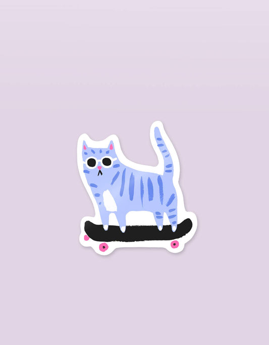 Skater Cat Die Cut Sticker