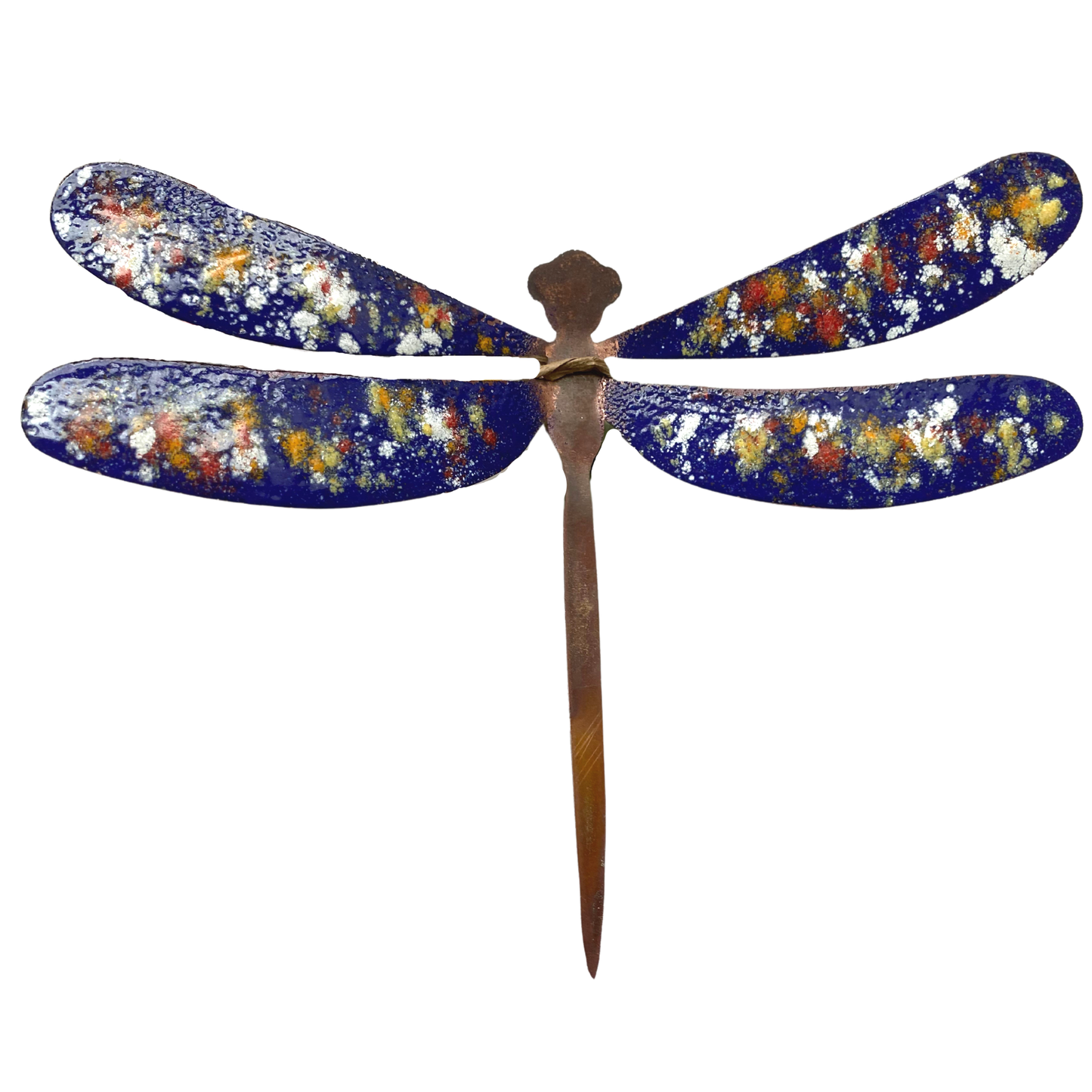 Copper Enamel Dragonfly Garden Stake