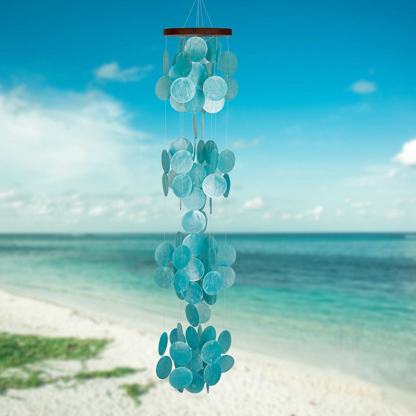 40 in. Woodstocks Capiz Waterfall Chime