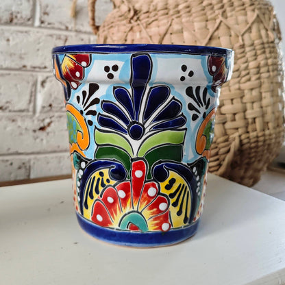 Mexican Talavera Classic Tapered Clay Flower Pot