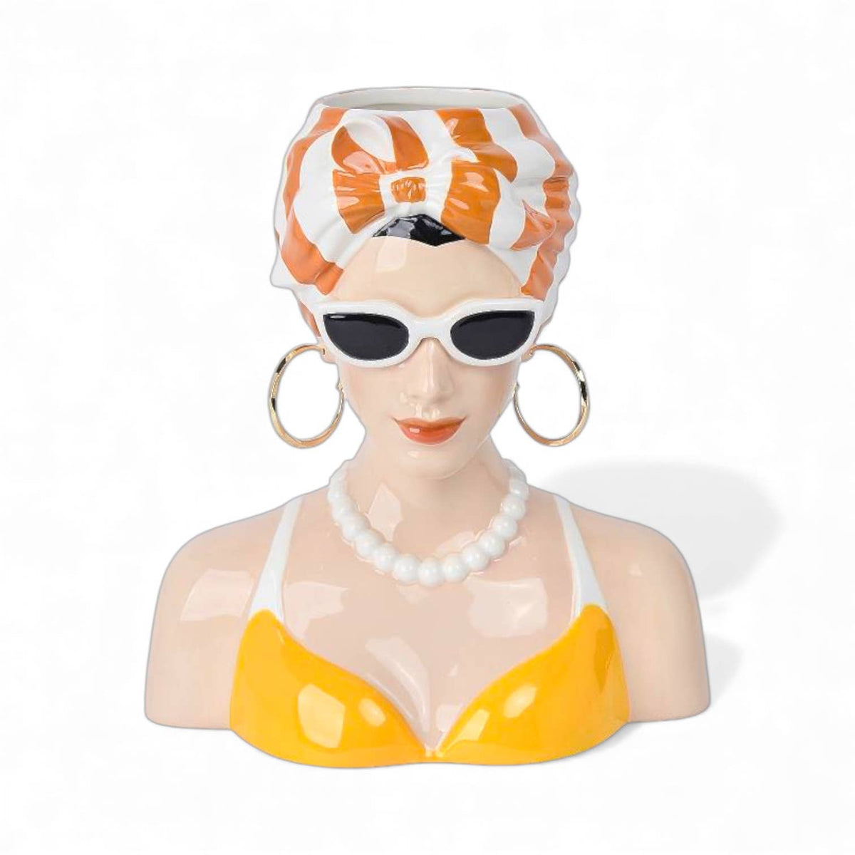Orange Bathing Lady Vase