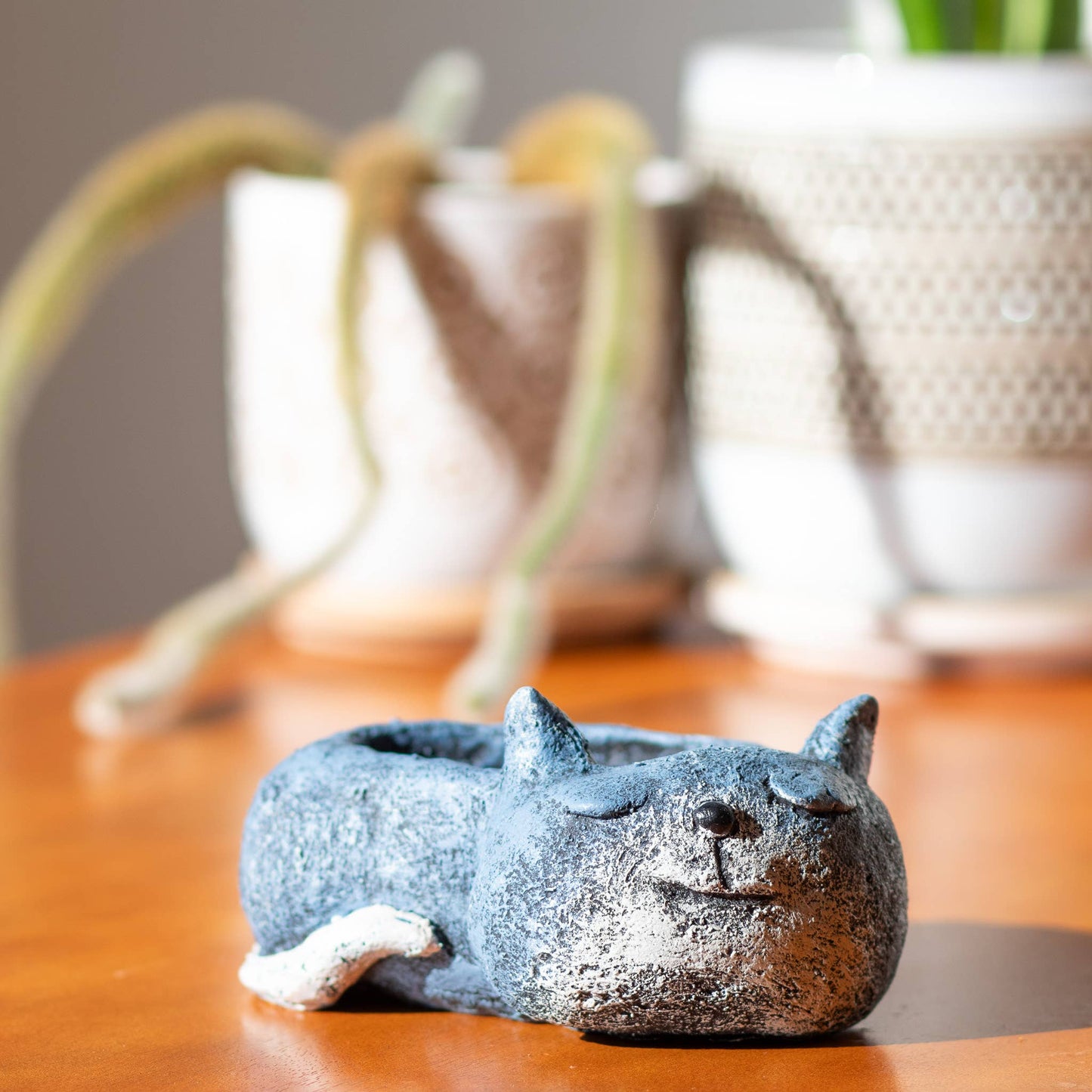 Blue Sleeping Cat Blobhouse® Planter