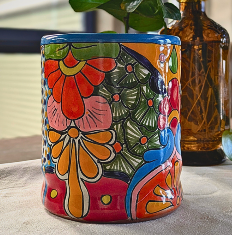 Mexican Talavera Cylinder Vase
