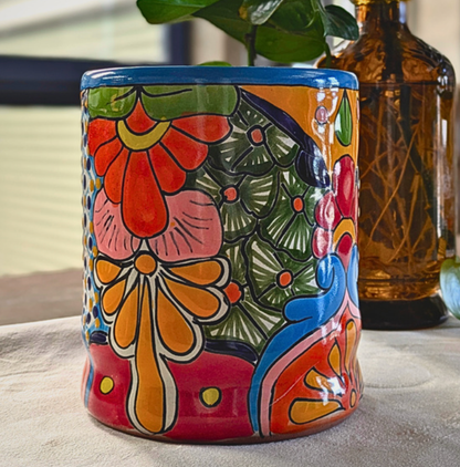Mexican Talavera Cylinder Vase