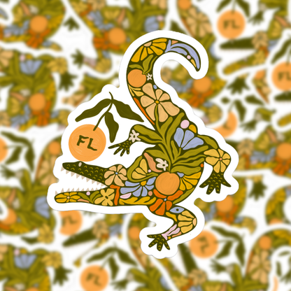 Florida Floral Gator Sticker