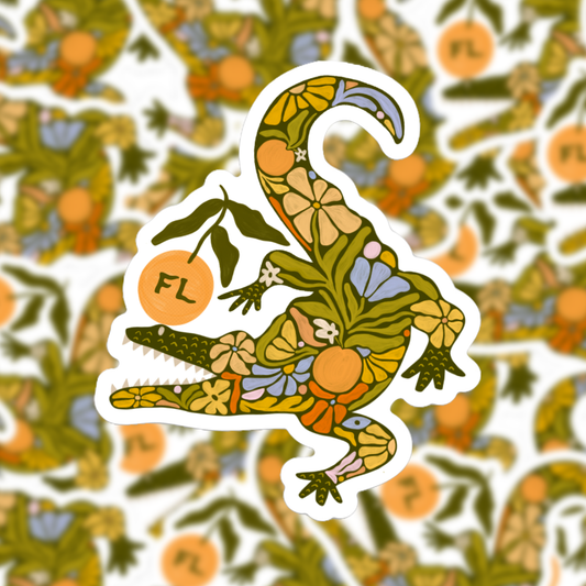 Florida Floral Gator Sticker