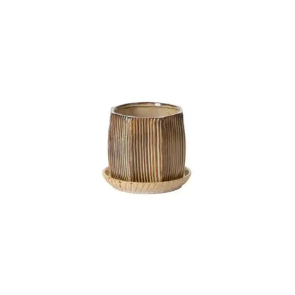 Carved Pot With Saucer