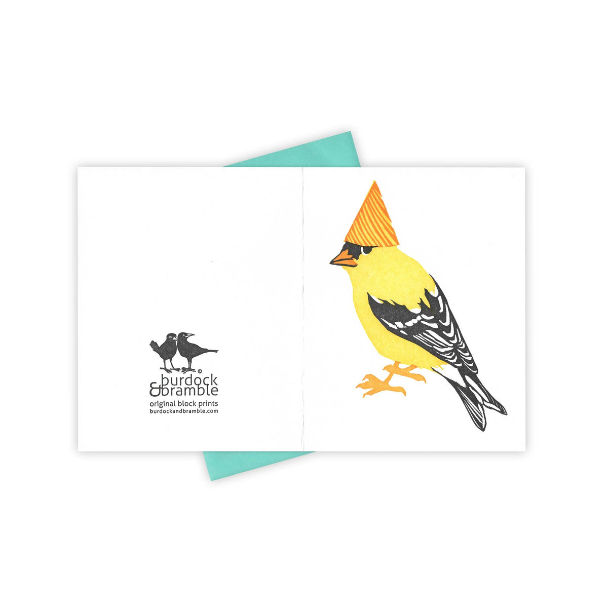 Life of the Party Goldfinch Letterpress Birthday Greeting Card