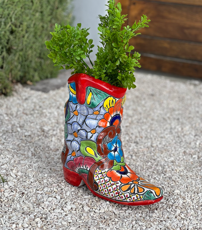 Mexican Talavera Boot Planter