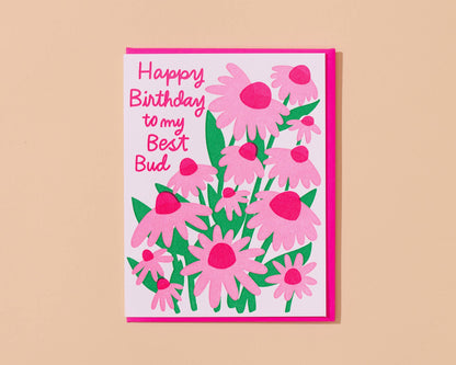 Best Bud Birthday Greeting Card