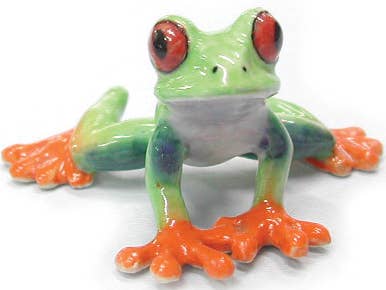 Porcelain Red-Eyed Tree Frog Figurine