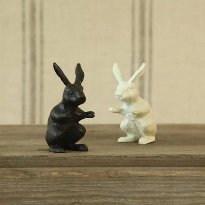 Curious Rabbit - Cast Iron Hare - Antique White