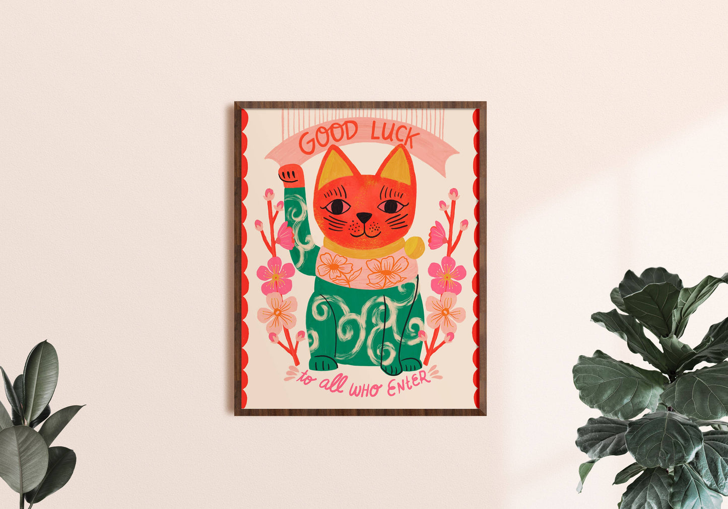 Japanese Lucky Cat Art Print